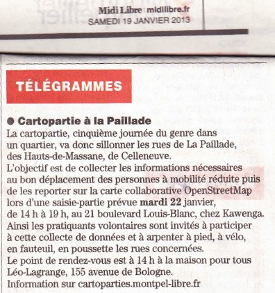 Midi Libre : Cartopartie à la Paillade
