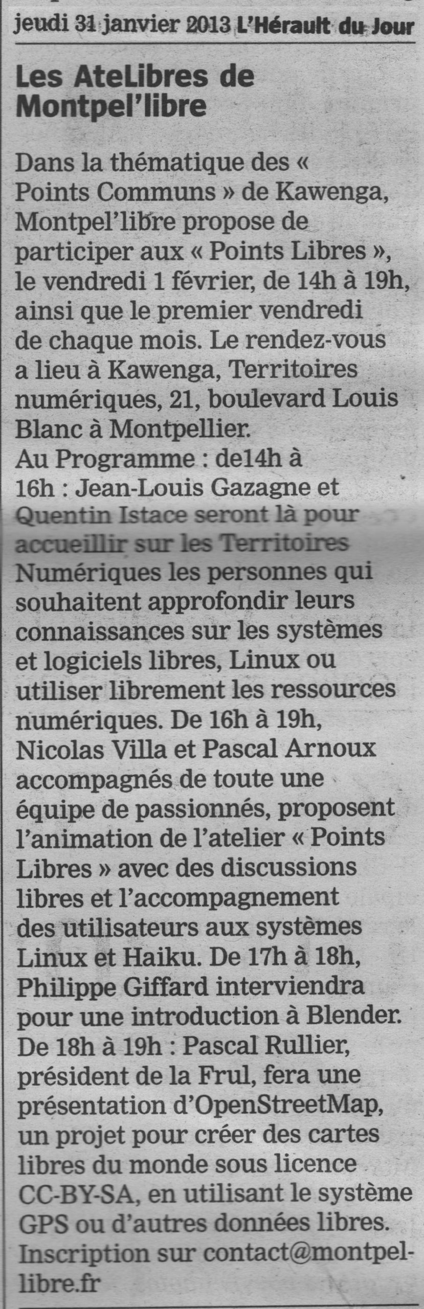 L&rsquo;Hérault du Jour : Les AteLibres de Montpel&rsquo;libre