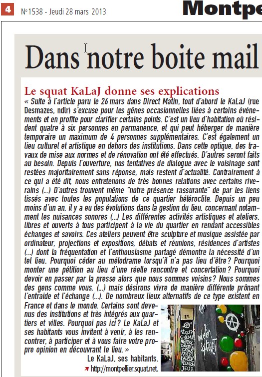 Le squat KaLaJ donne ses explications