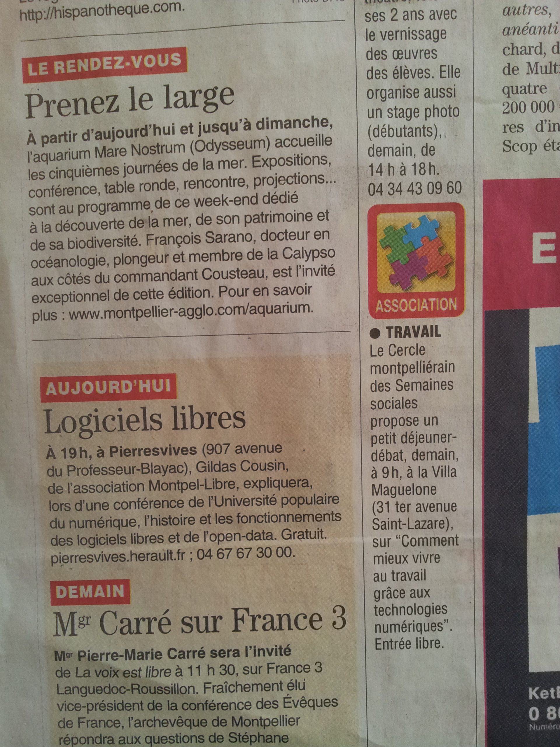 Midi Libre : Aujourd&rsquo;hui, Logiciels Libres