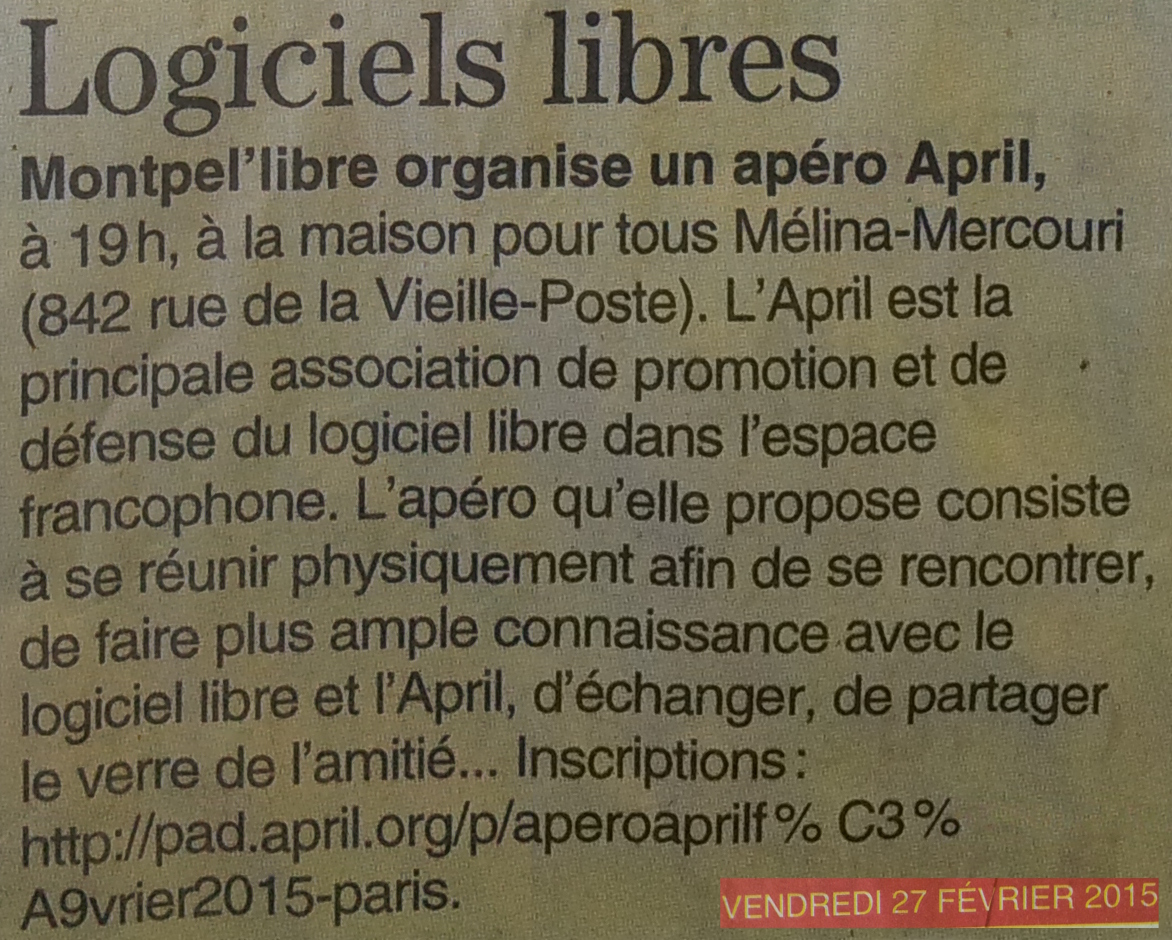 Midi Libre : Montpel&rsquo;libre organise un apéro April