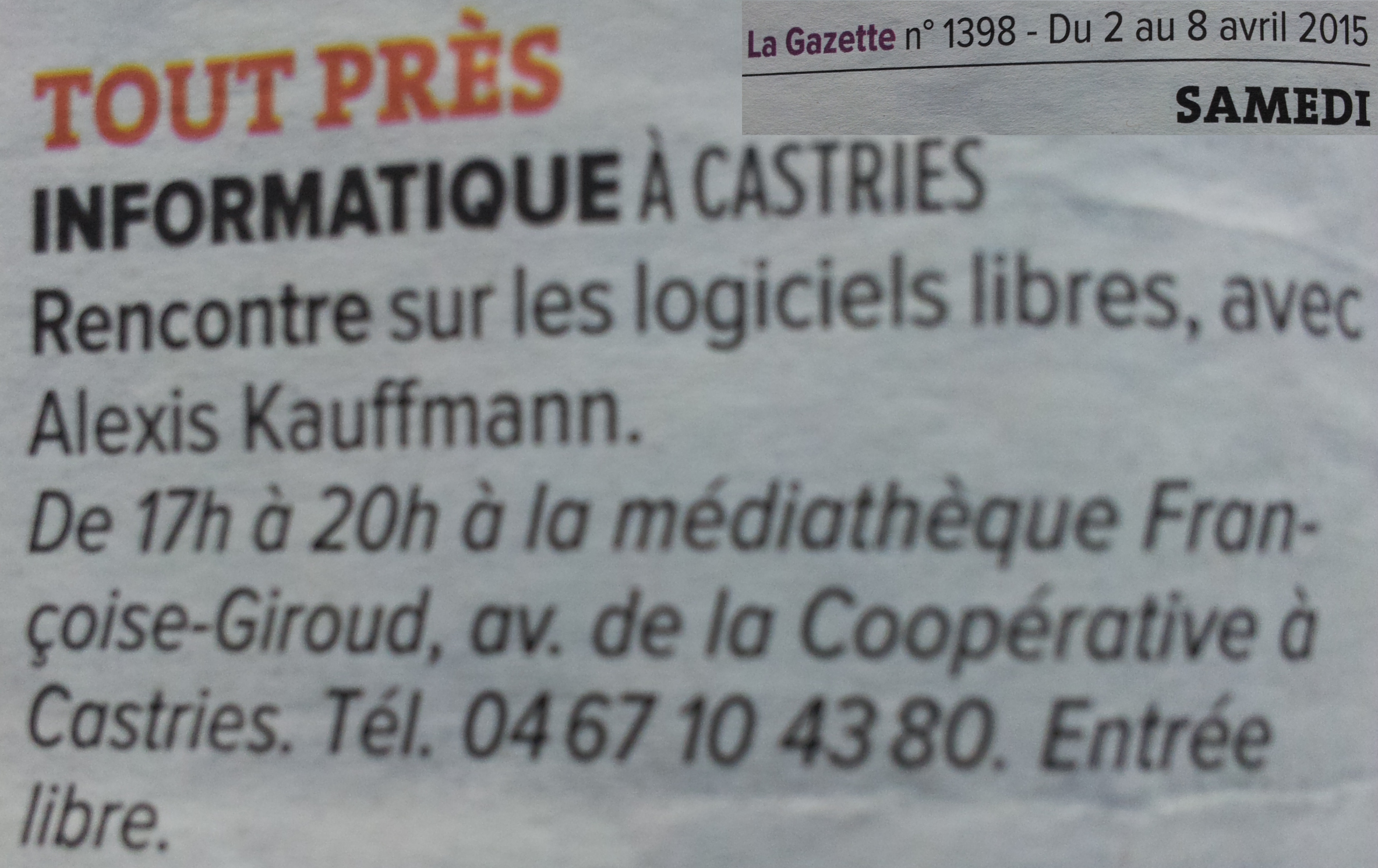 La Gazette : Rencontre sur les logiciels libres