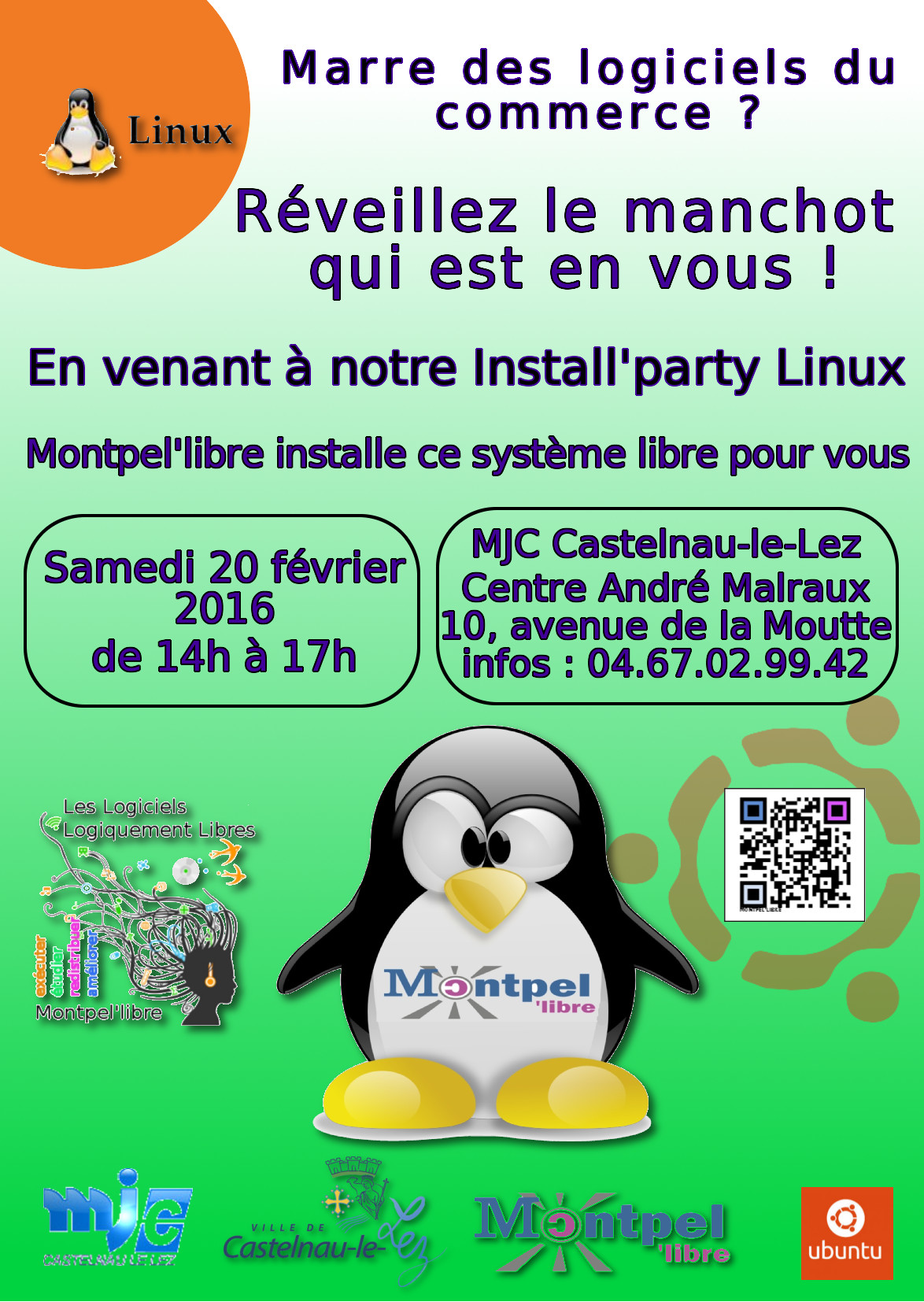 Install-Party GNU/Linux & Logiciels Libres à la Mjc de Castelnau-le-Lez – Février 2016