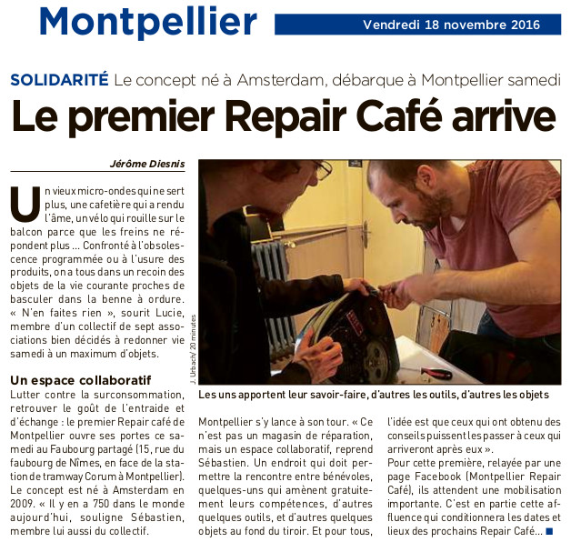 20 Minutes : Le Repair café allie l’utile à l’agréable